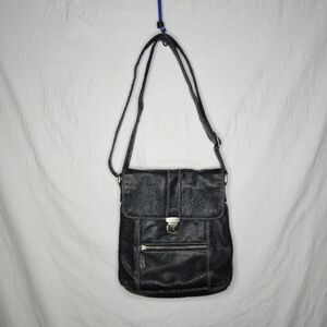 ILI New York Ladies Black Leather Handbag Purse Shoulder Bag